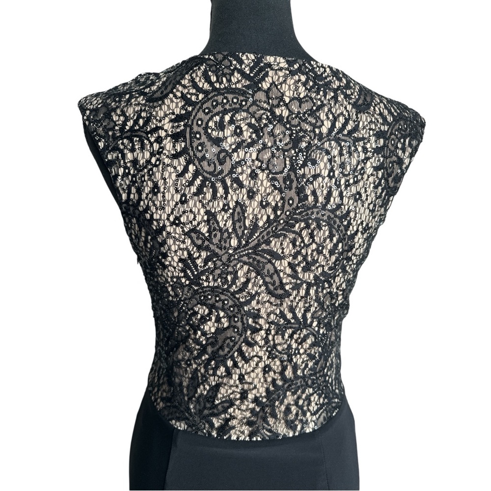 Black Lace & Sequin Mermaid Gown Prom Formal Evening Dress Size 2 - Picture 5 of 14